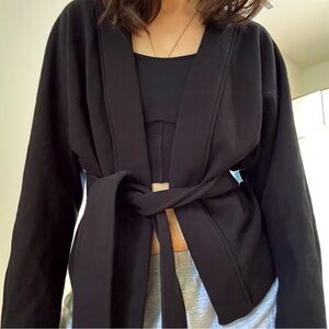 COS Black Belted Tie-Front Relaxed fit Cardigan -XS